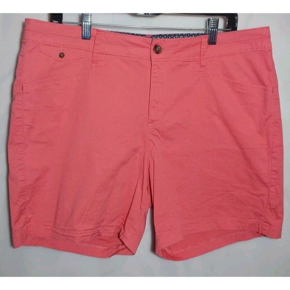 Lee Natural Fit Chino Shorts Womens 14M Coral Pink Stretch Mid Rise